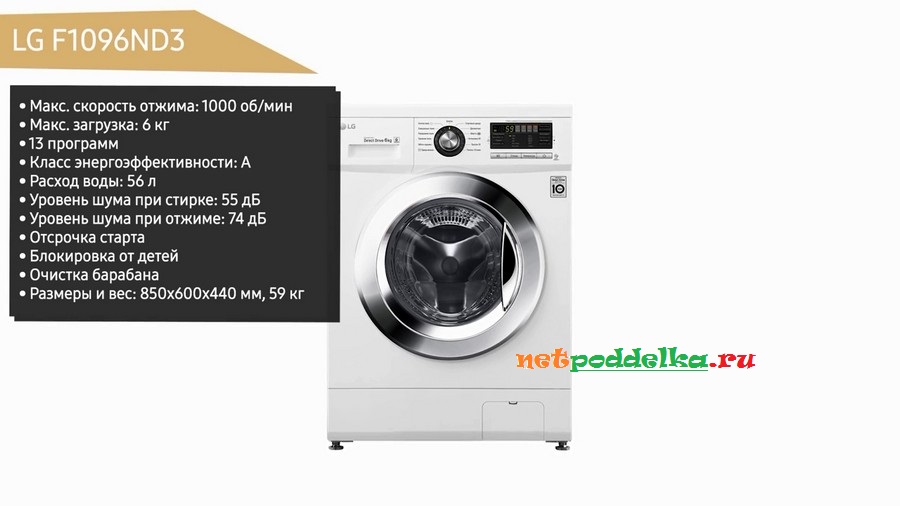 Характеристики стиральной машины LG F1096ND3