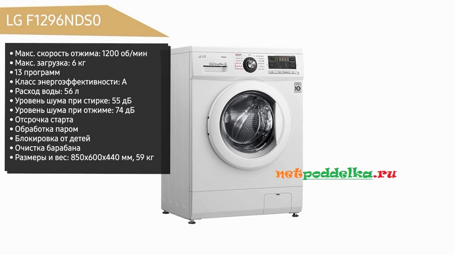 Характеристики стиральной машины LG F1296NDS0